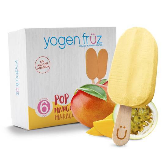 Caja de paletas pop mango maracuya 6 unid