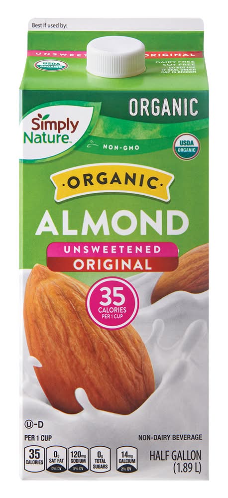 Simply Nature Organic Original Unsweetened Almond Milk (1.89 L)
