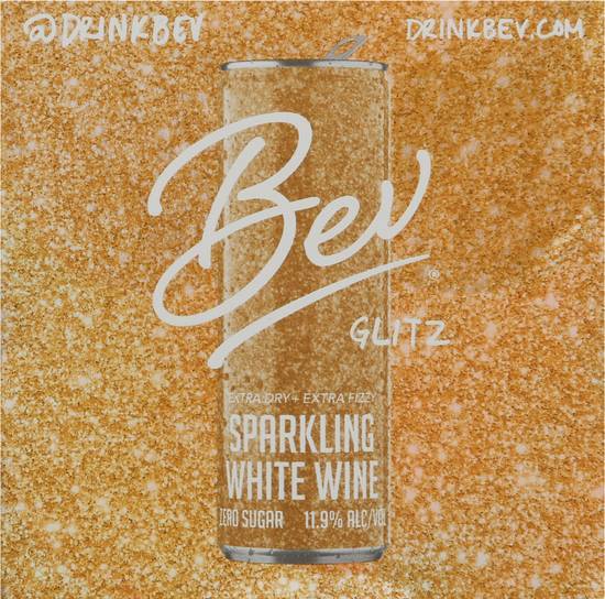 Bev Glitz Zero Sugar Sparkling White Wine (4 pack, 8.5 fl oz)