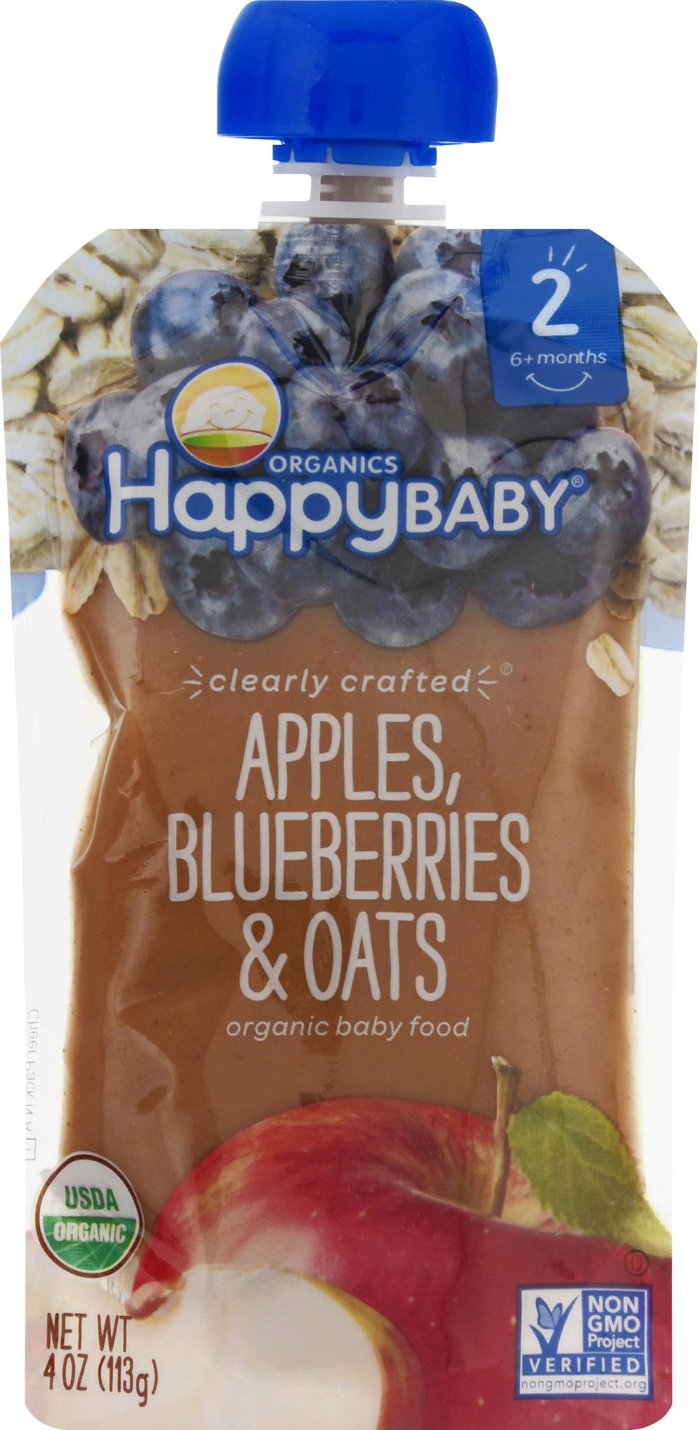 Happy Baby Organic Baby Food (6+ m/apples-blueberries-oats )