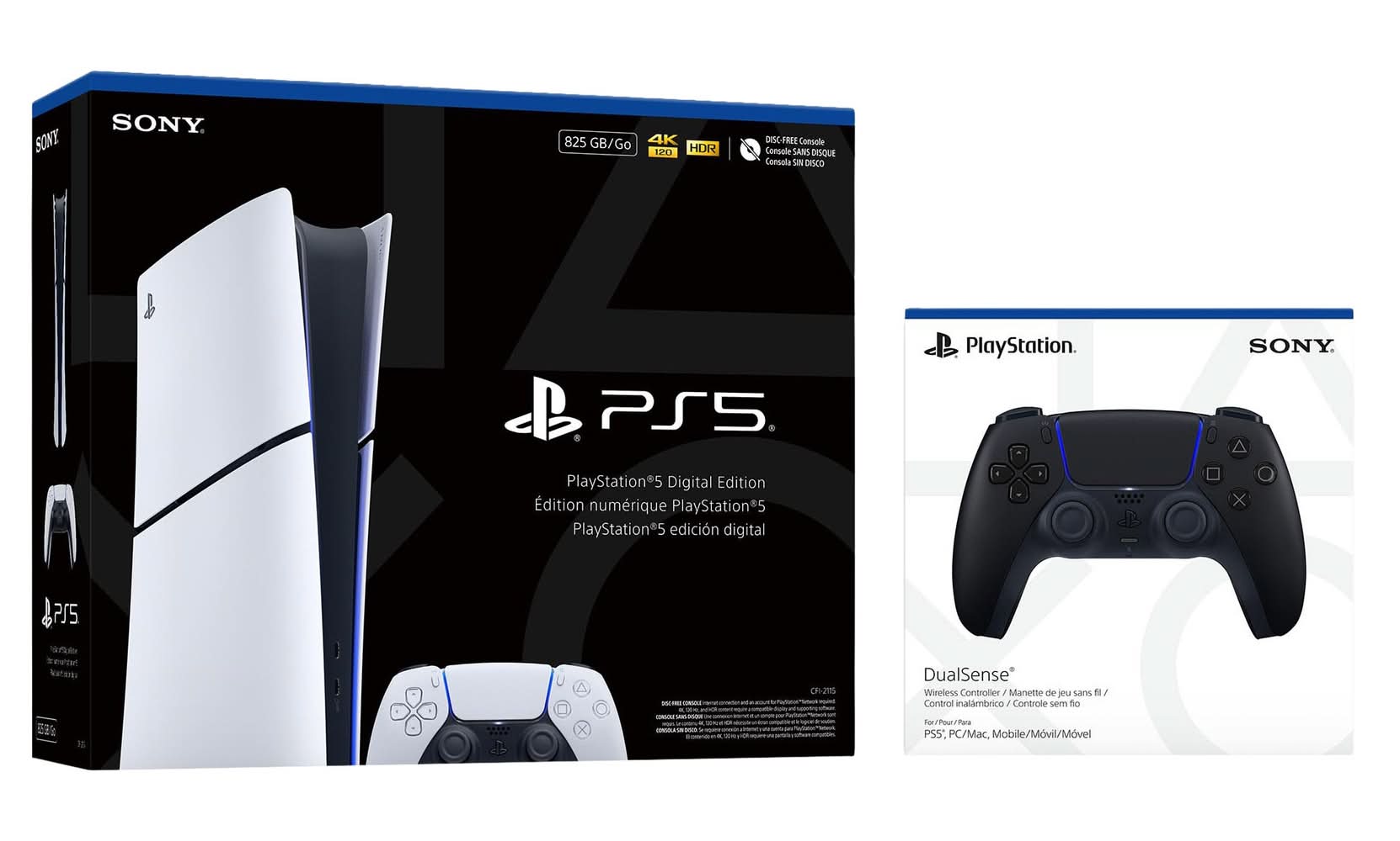 Playstation 5 – Ensemble Console Édition Numérique Avec Manette Noir Minuit Sans Fil Dualsense / Playstation 5 Digital Edition Console Bundle With Midnight Black Dualsense Wireless Controller