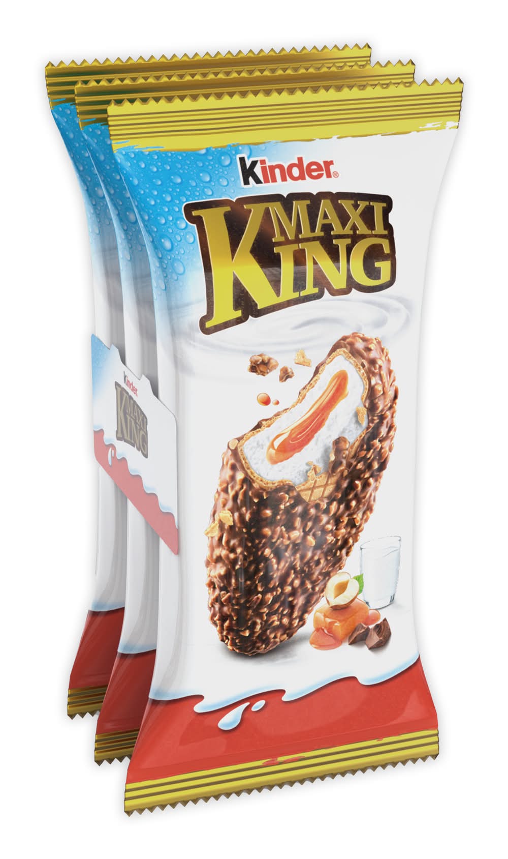 Kinder - Maxi king gaufrette fourrée enrobée chocolat noisette 35g (105g)
