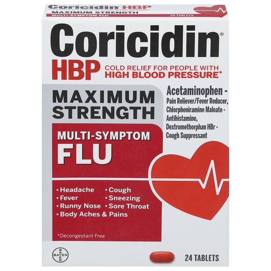 Coricidin Hbp Acetaminophen Multi-Symptom Flu Relief (24 ct)