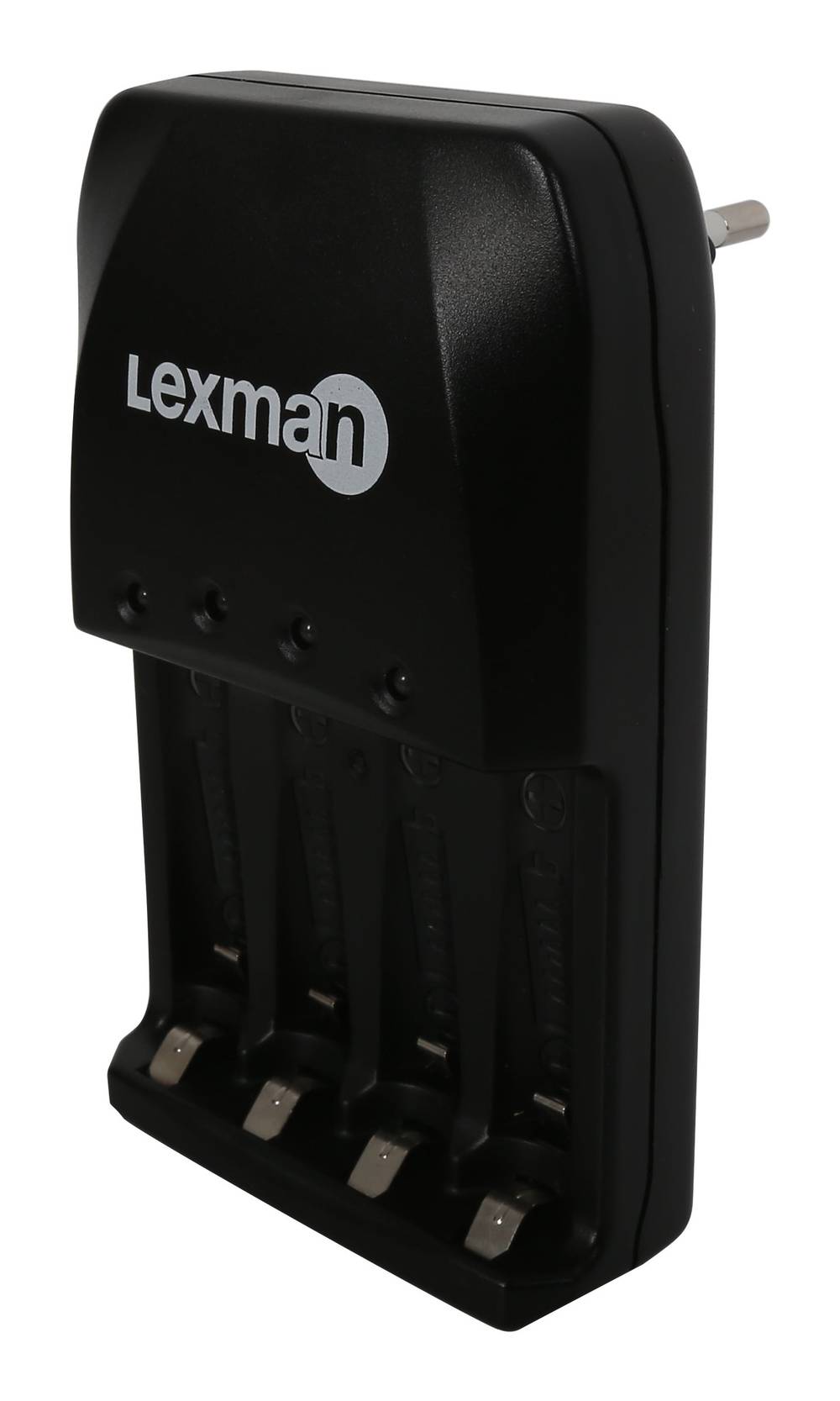 Carregador de até 4 pilhas HR06 AA/AAA elétrico com indicador carregamento + 4 pilhas HR06 AA Lexman