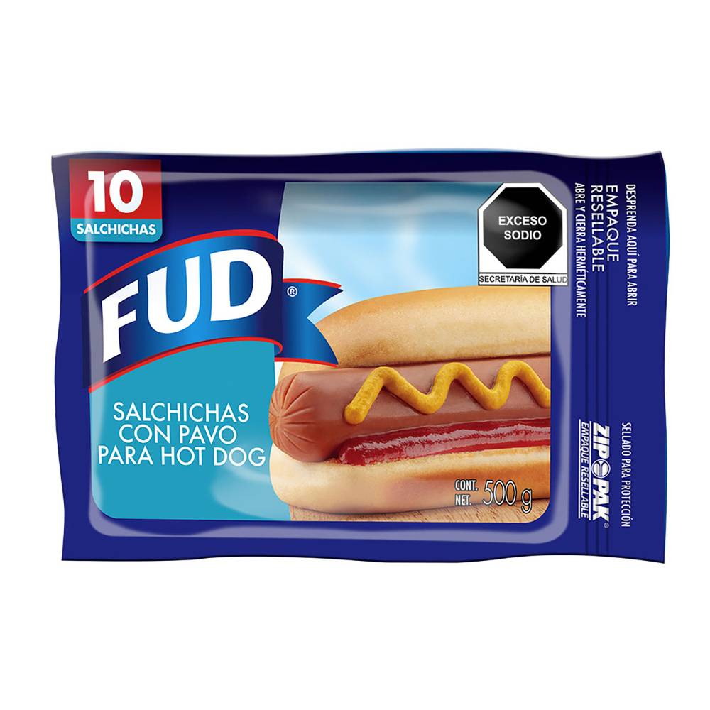 Fud salchicha de pavo para hot dog (10 un)