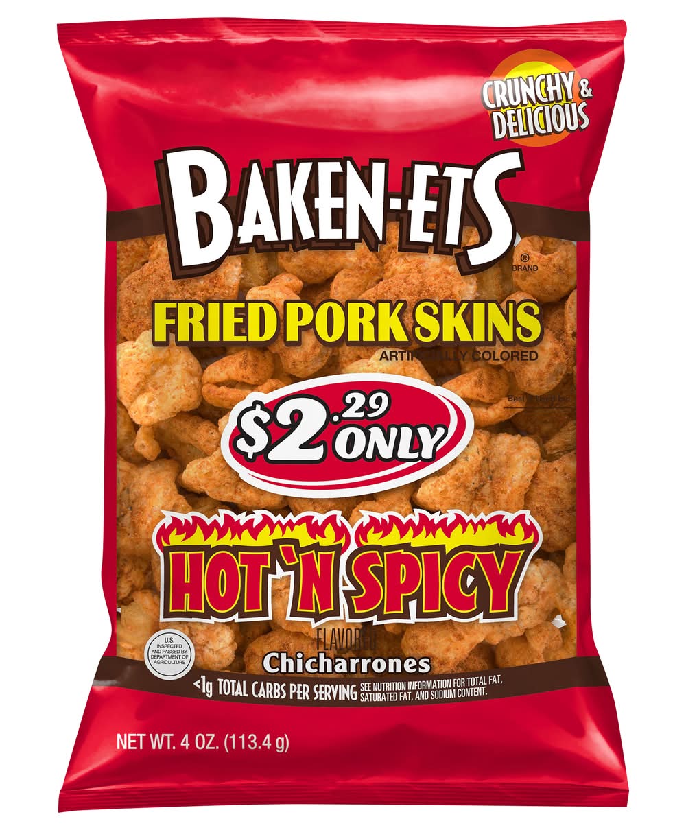 Baken-Ets Fried Pork Skins, Hot 'N Spicy (4 oz)