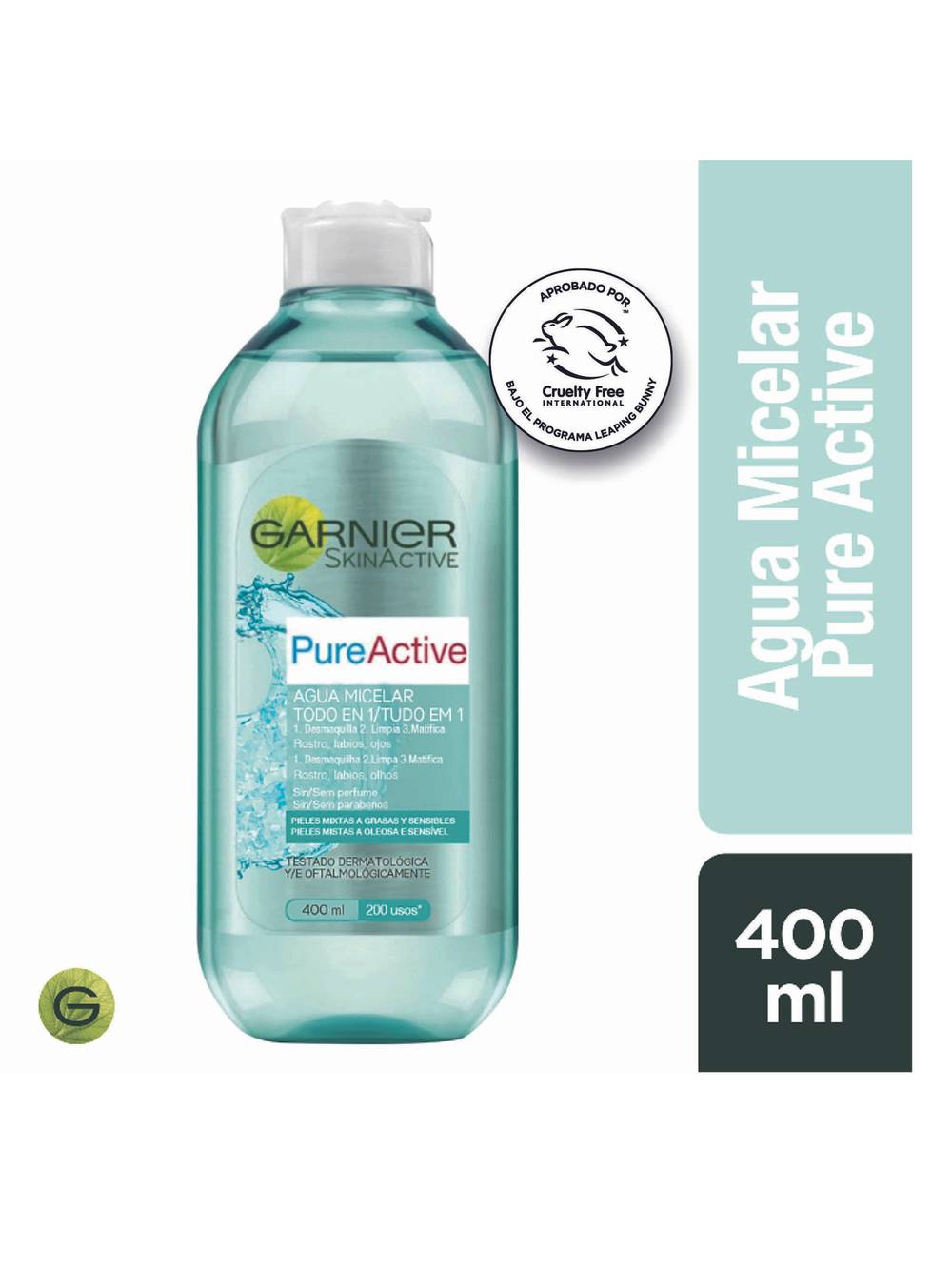 Garnier skin active agua micelar pureactive (botella 400 ml)