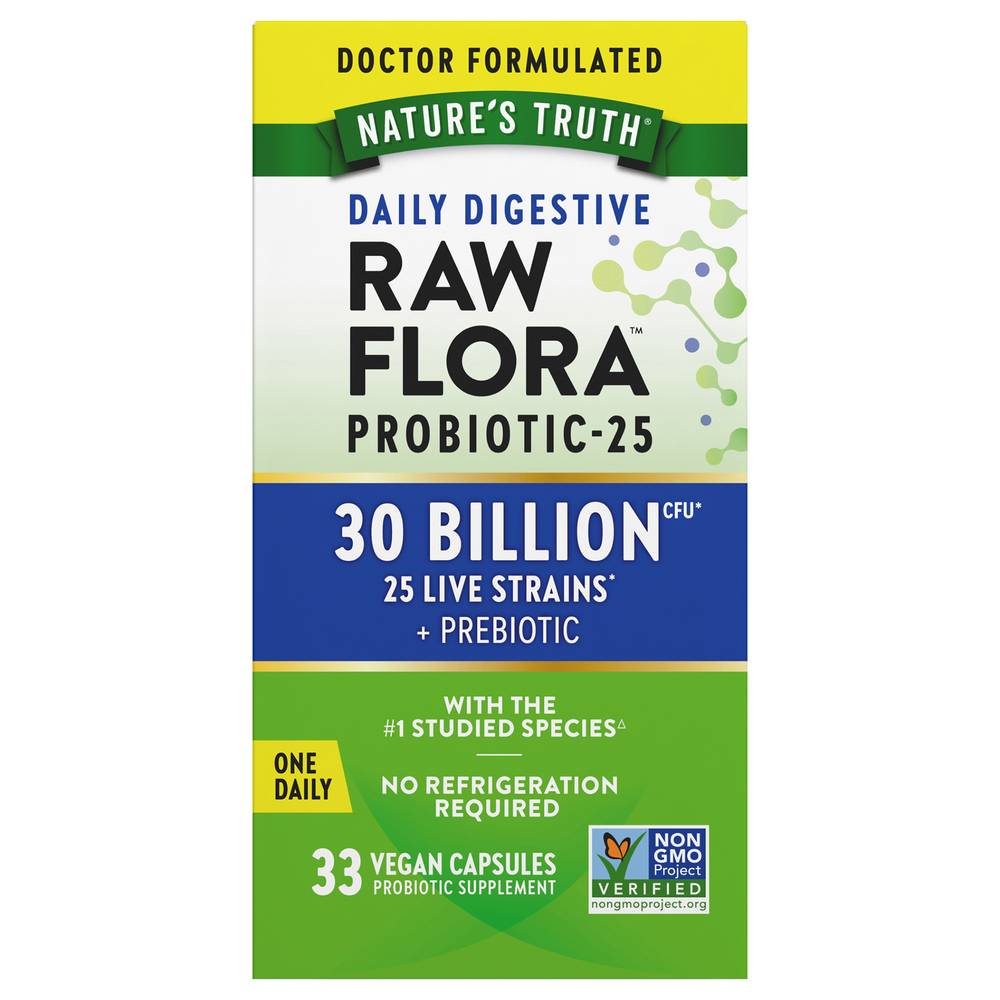 Nature's Truth Daily Digestive Raw Flora Probiotic-25 Dietary Supplement (33 ct)