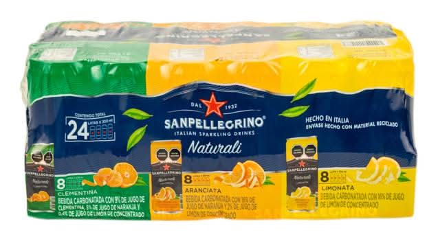 San Pellegrino · Bebida carbonatada italiana con jugo natural de fruta, clementina-aranciata-limonata (24 x 330 ml)