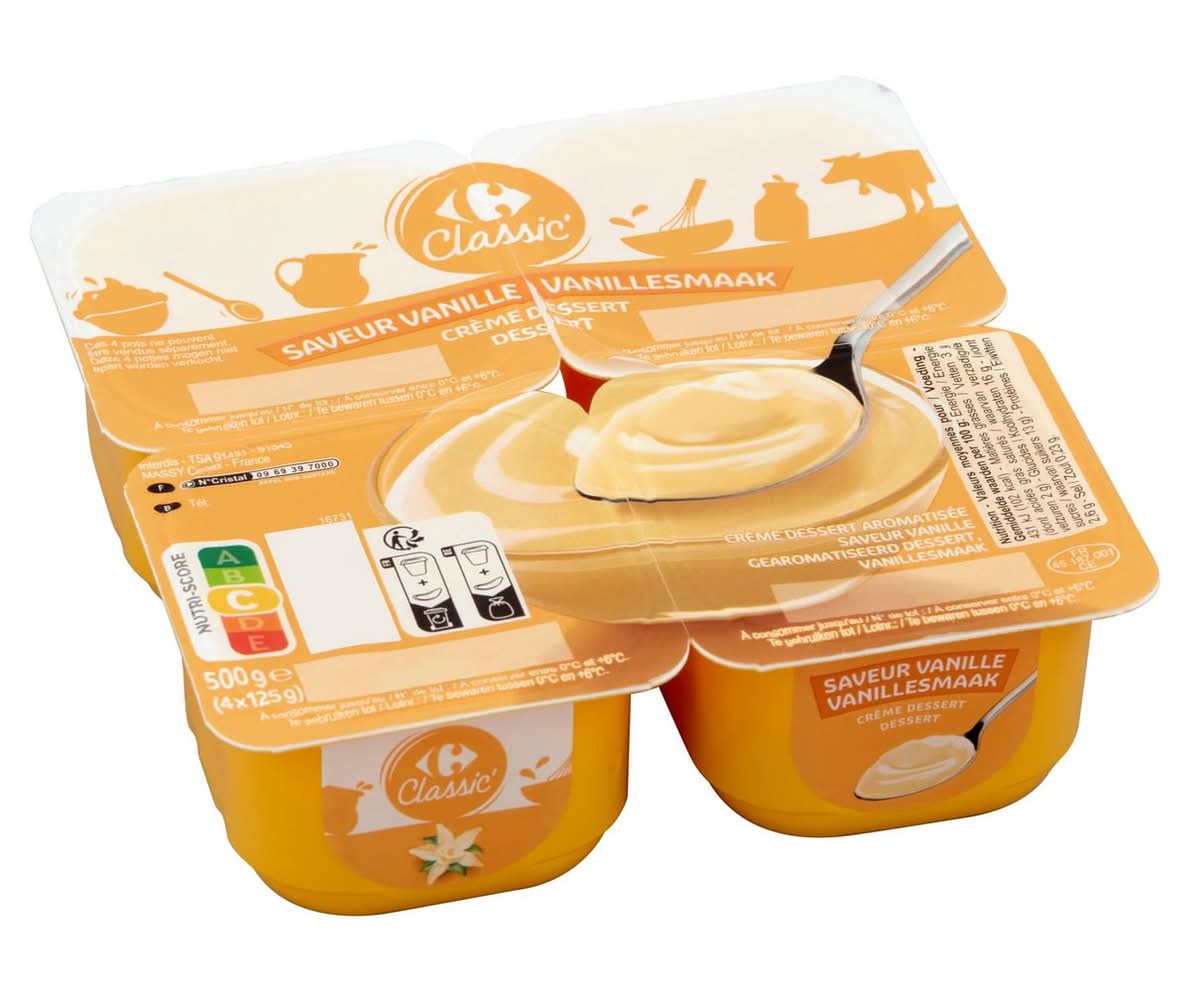 Carrefour Classic′ Crème Dessert Saveur Vanille 4 x 125 g