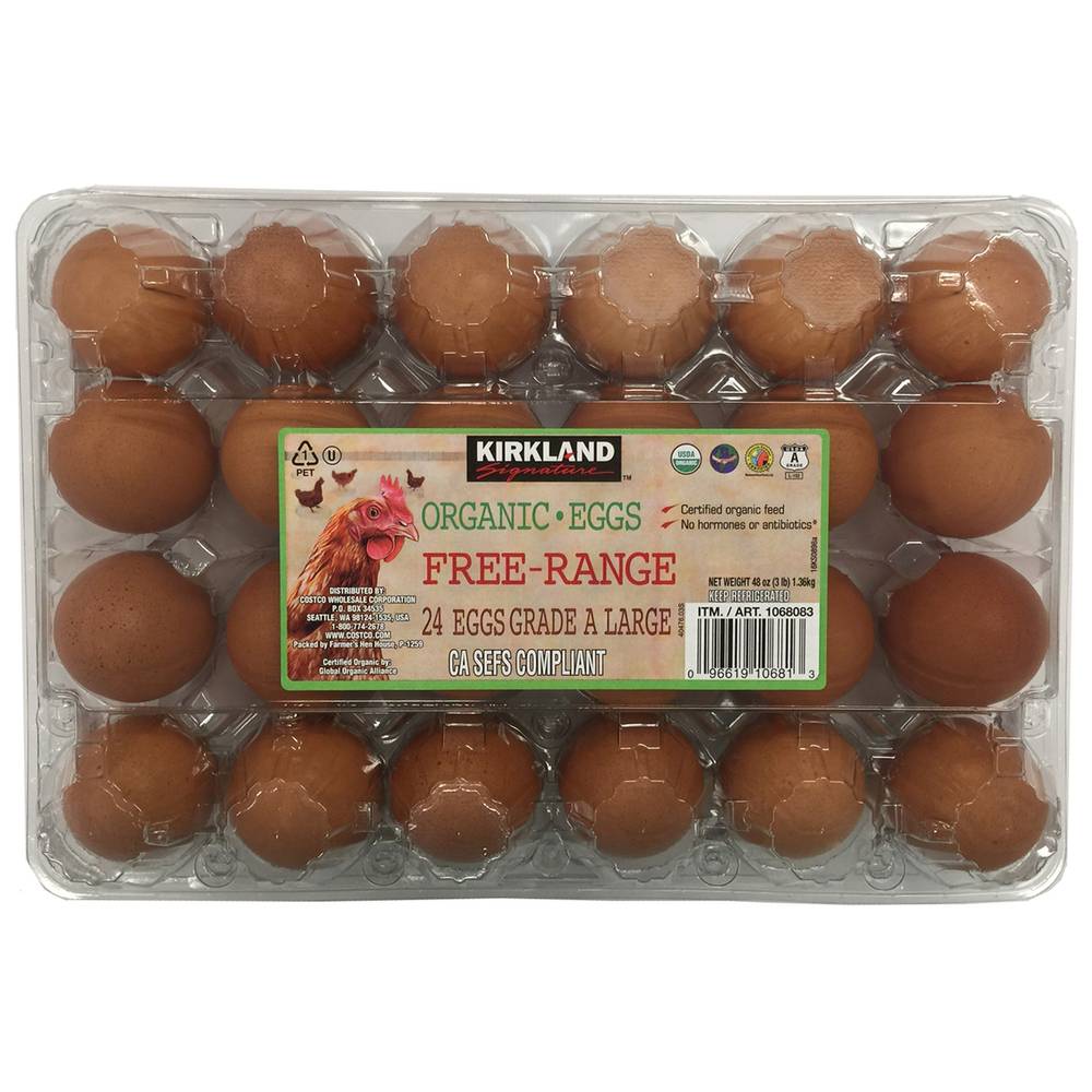 Kirkland Signature Organic Free Range Eggs (1 lbs, 24 ct)