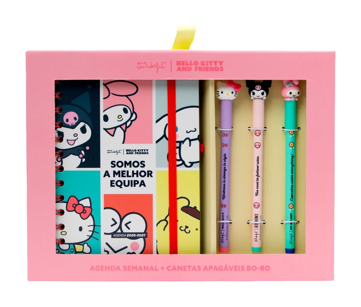 Conjunto Agenda Sem 2026-27 + 3 Bo-Bo - Kitty