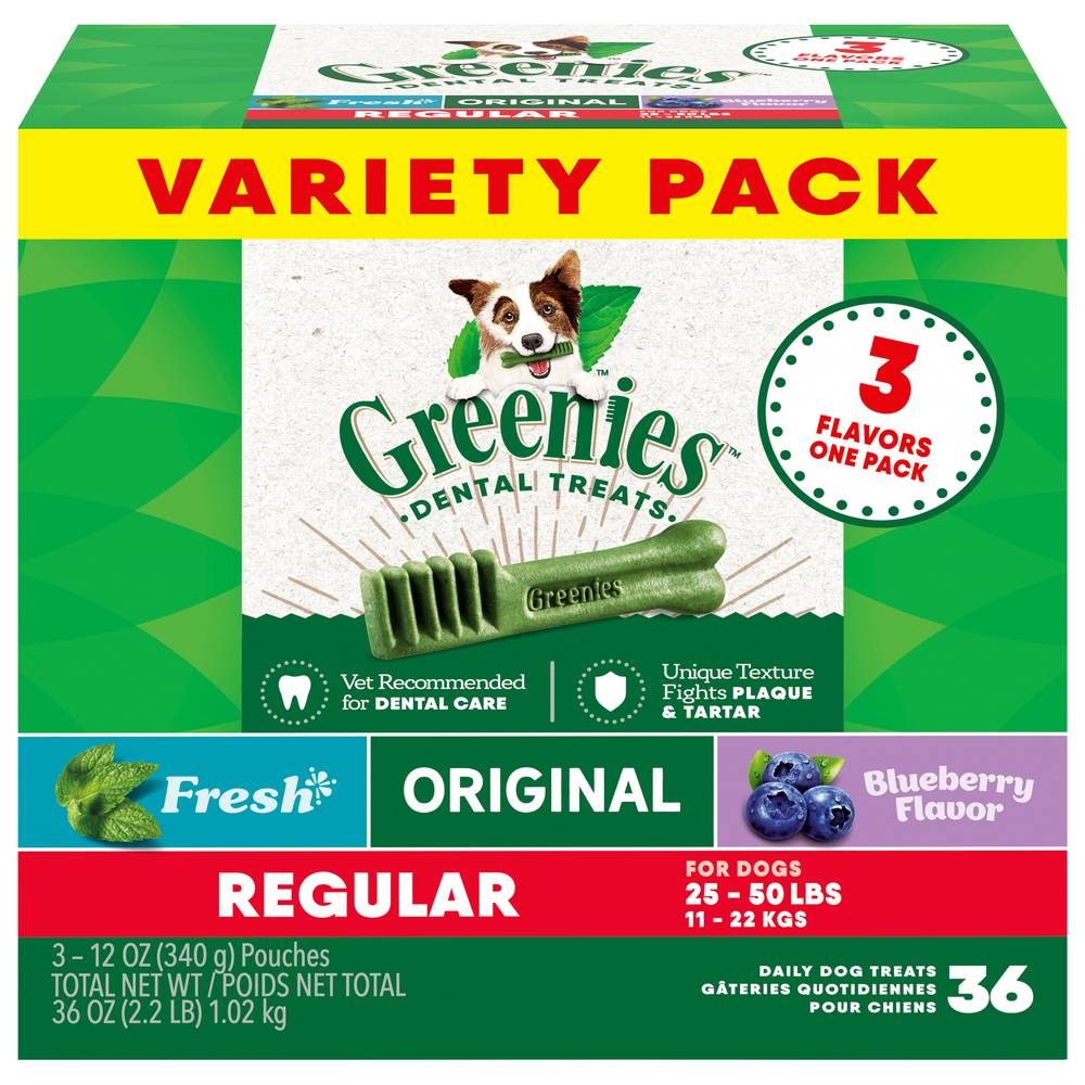 Greenies Variety pack Regular Dental Daily Dog Treats (36 oz, 3 ct)