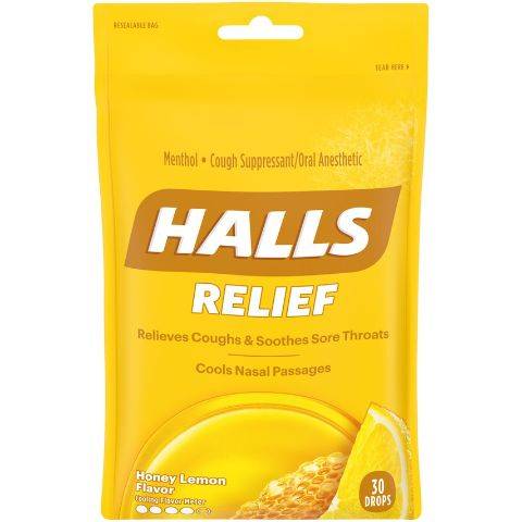 Halls Honey-Lemon Bag 30 Count