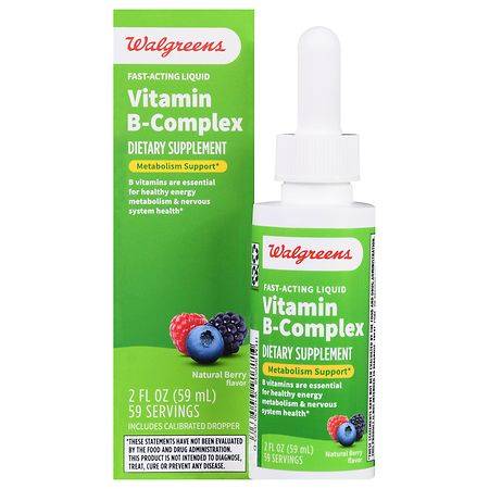 Walgreens Vitamin B-Complex Fast-Acting Liquid Natural Berry - 2.0 fl oz