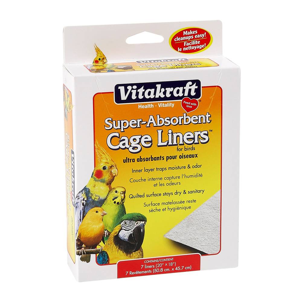 Vitakraft Super-Absorbent Cage Liners For Birds, 20" x 18" (7 ct)