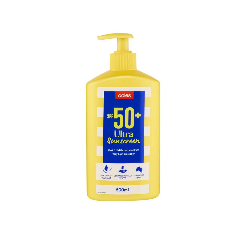 Coles Spf 50+ Ultra Pump Sunscreen (500mL)