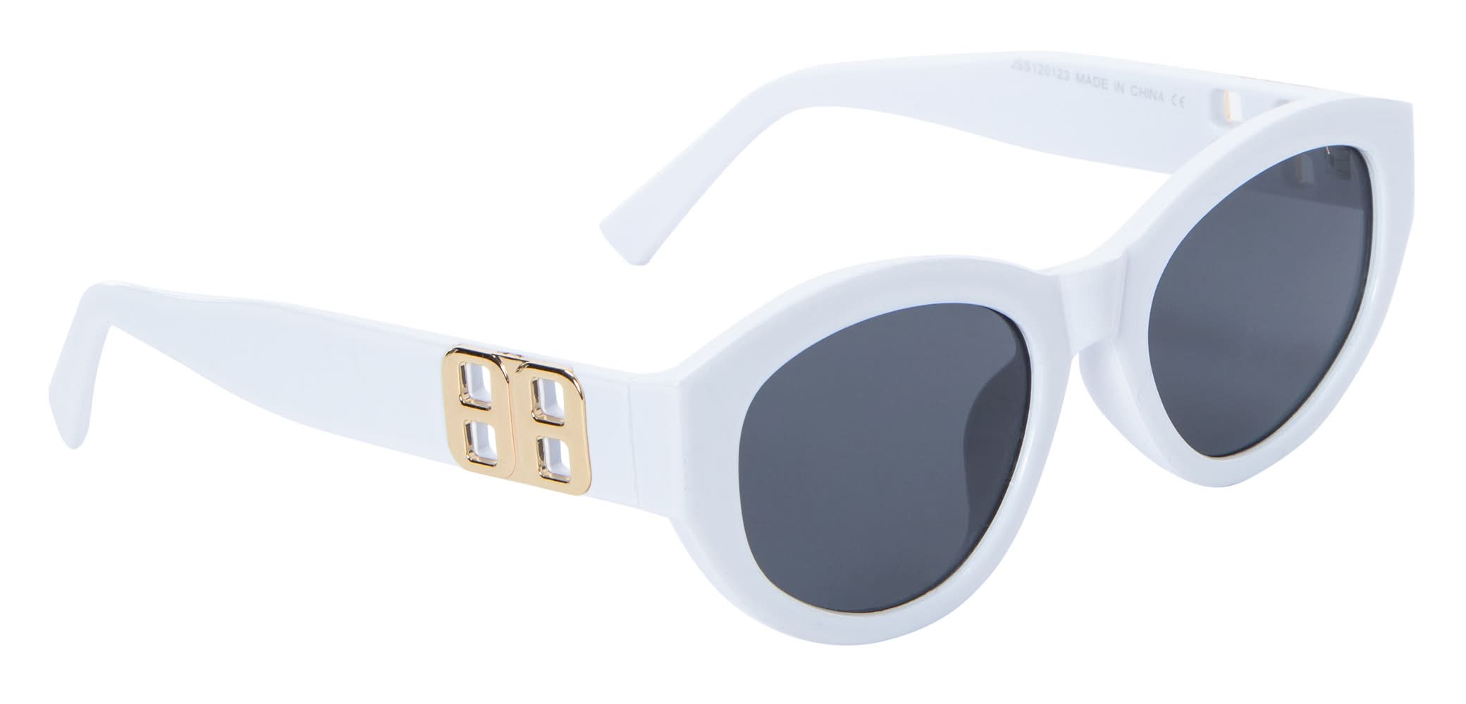 Ladies Metal-Temple Cat Eye Sunglasses White