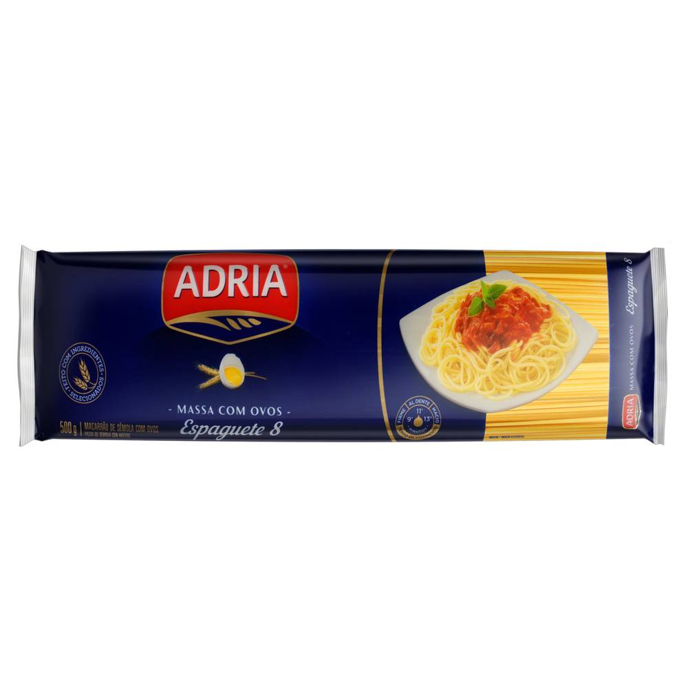 Adria macarrão de sêmola com ovos espaguete 8 (500 g)