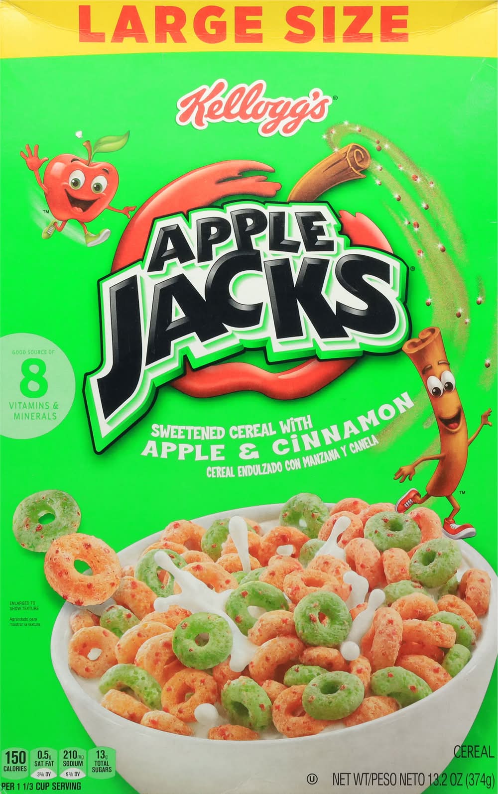 Kellogg's Apple Jacks Cereal Large Size, Apple-Cinnamon (13.2 oz)