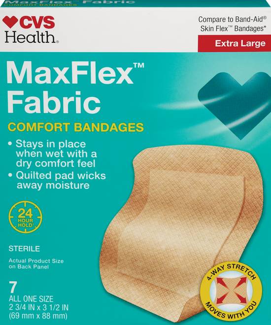 CVS Health MaxFlex Fabric Comfort Bandages, Extra Large, 7 CT