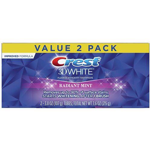 Crest 3D White Toothpaste Radiant Mint - 3.8 OZ x 2 pack