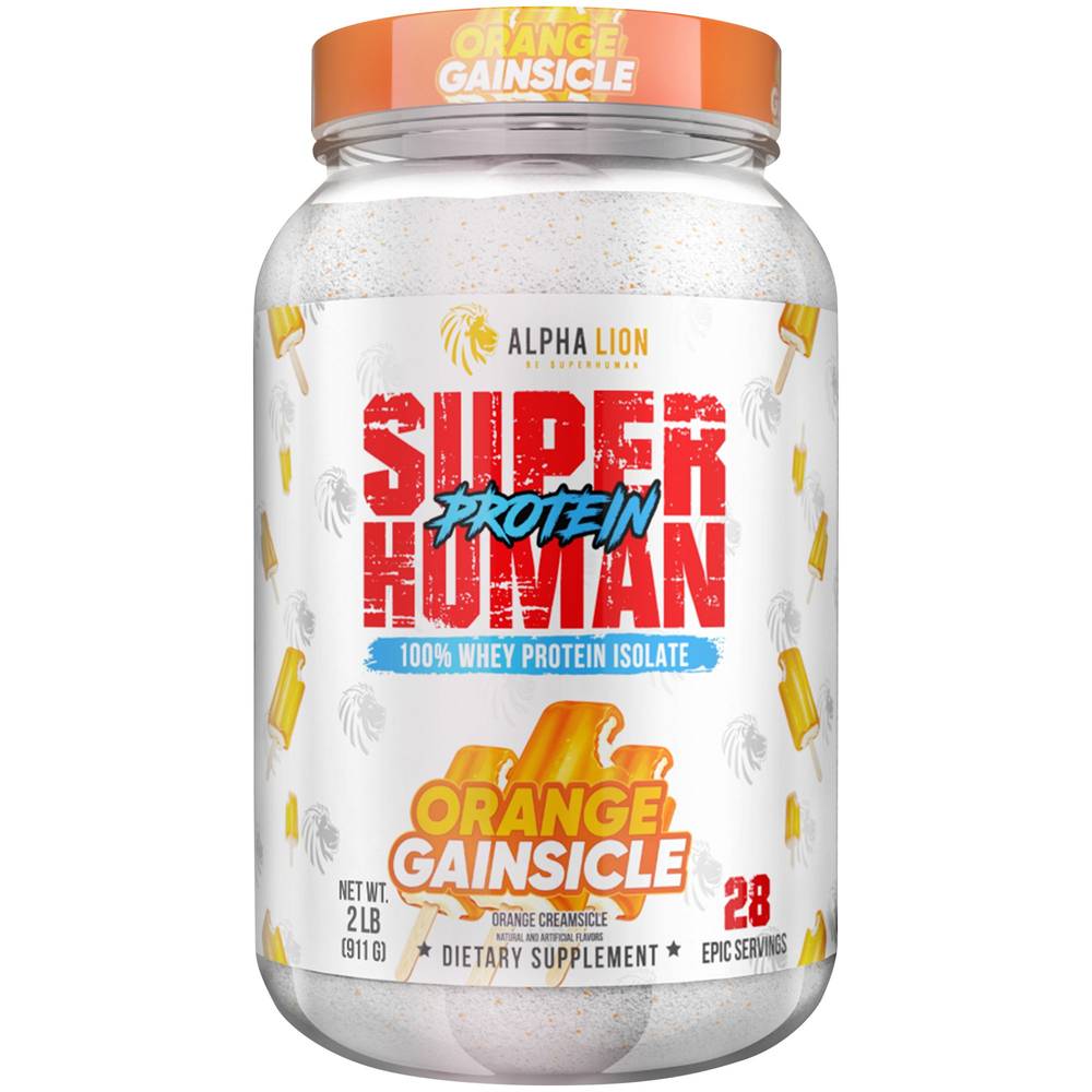 Alpha Lion Superhuman 100% Whey Protein Isolate, Orange Gainsicle (2.04 lbs)