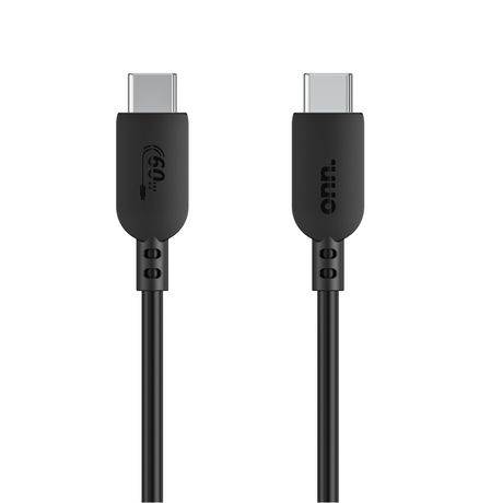 onn. Usb 60w Certified Usb-C Charge & Sync Cable, 3 FT/0.9 m