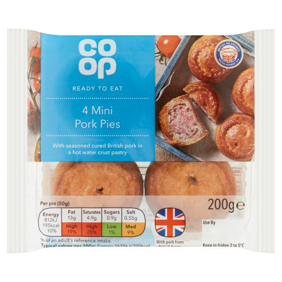 Co-op Mini Crispy Bake Pork Pies (4 pack)