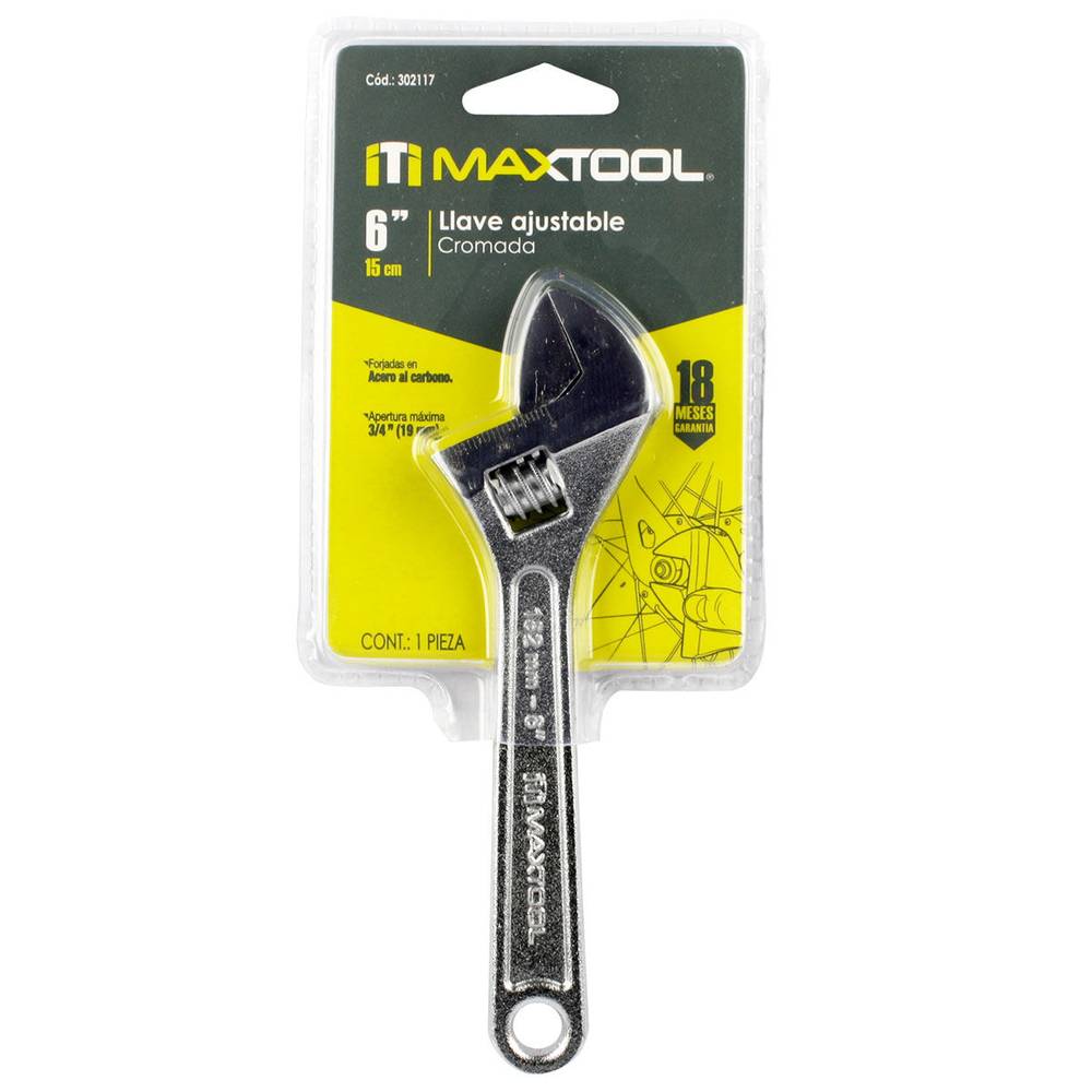 Maxtool llave ajustable cromada (6'')