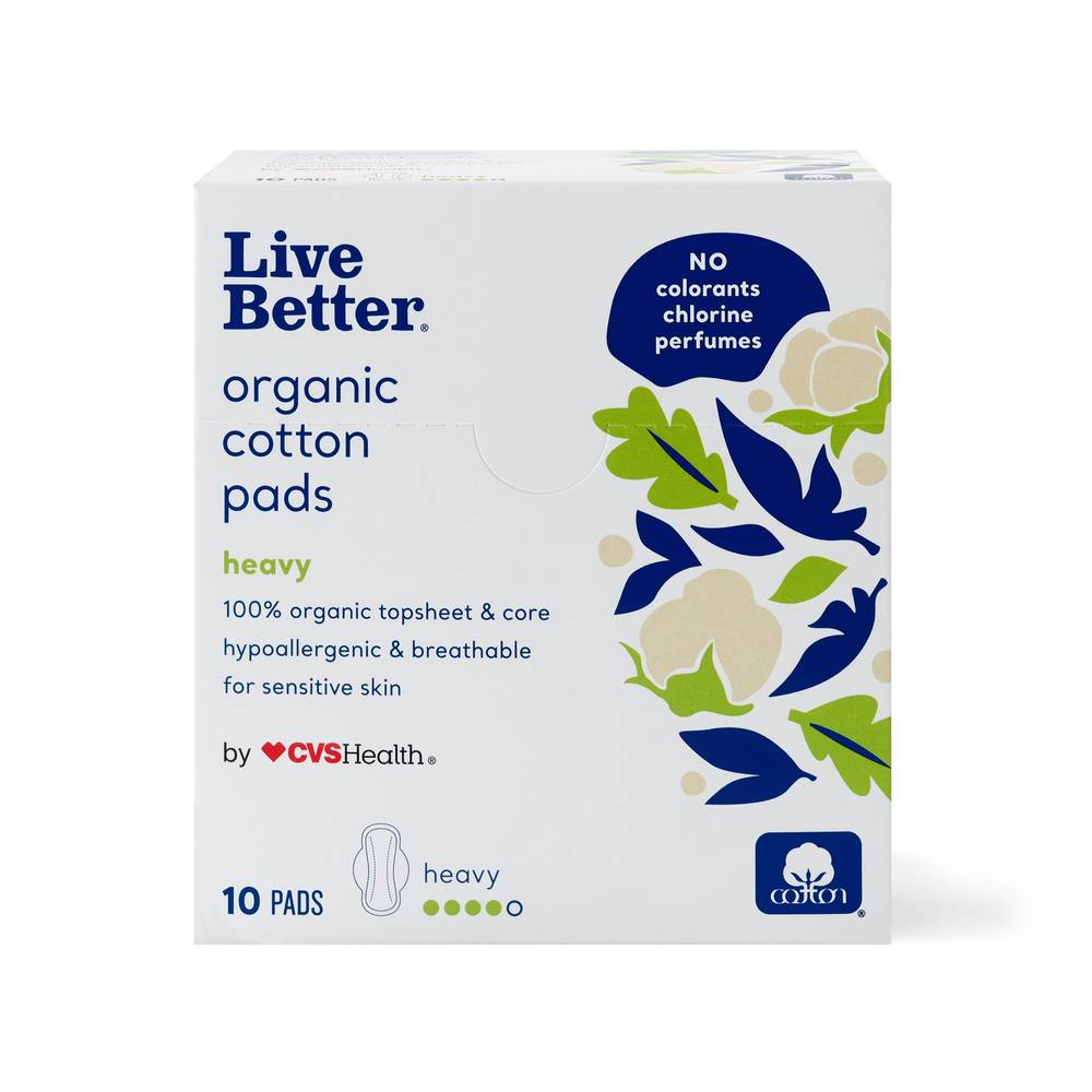 CVS Live Better Organic Cotton Pads, Heavy, 10 CT