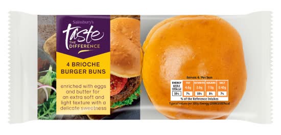 Sainsbury's Taste the Difference Brioche Burger Buns (4 pack)