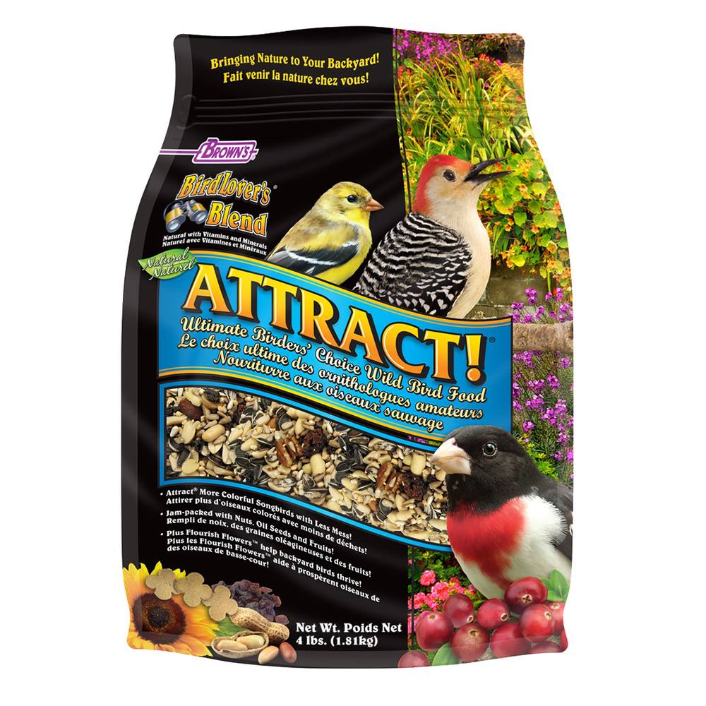 Attract! Brown's Bird Lover’s Blend Ultimate Birders Choice Wild Bird Food (4lb)