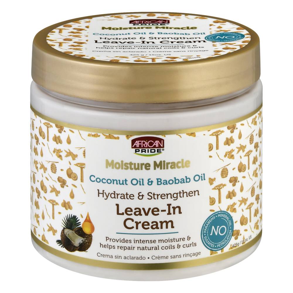 African Pride Moisture Miracle Hydrate & Strengthen Coconut Oil & Baobab Oil Leave in Cream