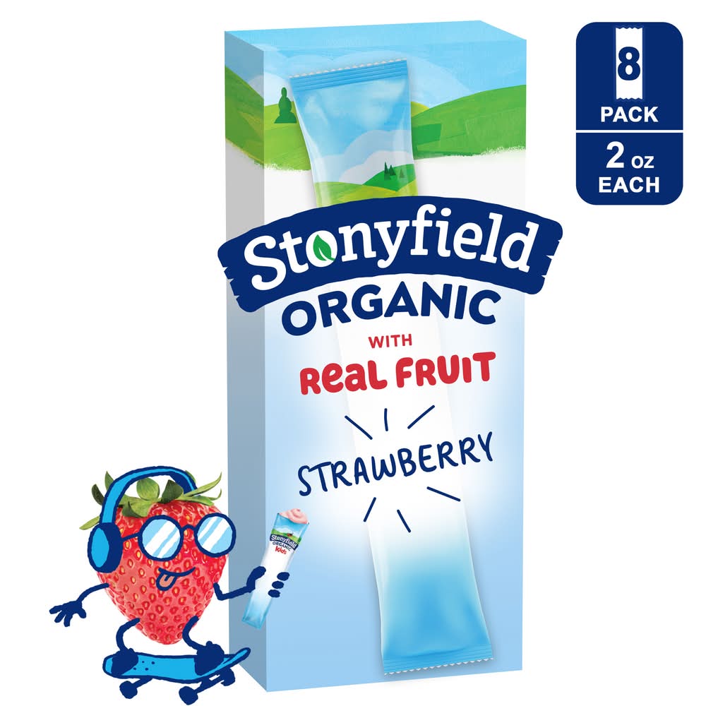 Stonyfield Organic Kid's Reduced Fat Yogurt Tubes, Strawberry (8 x 2 oz)