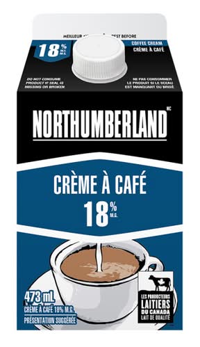 Northumberland Crème À Café 18 % 473 Ml / Northumberland 18% Coffee Cream 473 ml