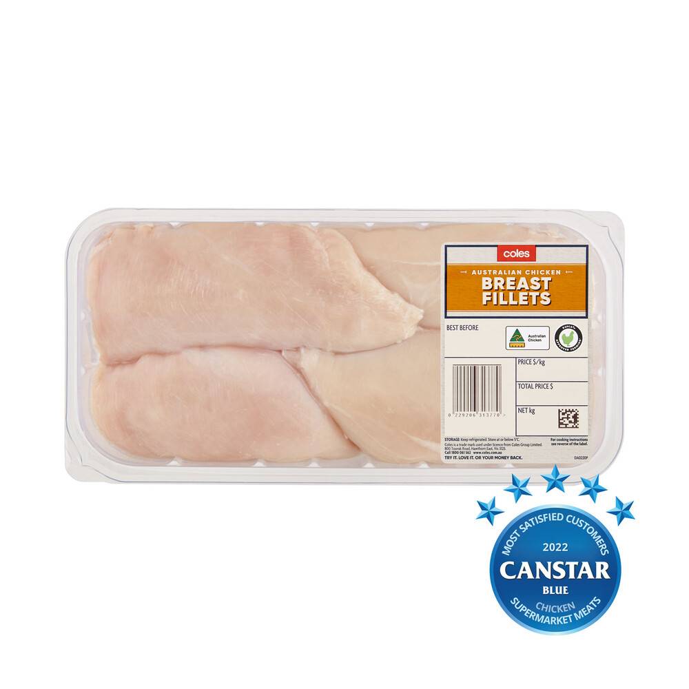 Coles RSPCA Approved Chicken Breast Fillets Large Pack aprx. 1.1kg pack