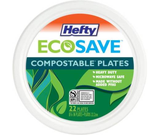 Hefty Plates, Compostable, 8.75 Inches