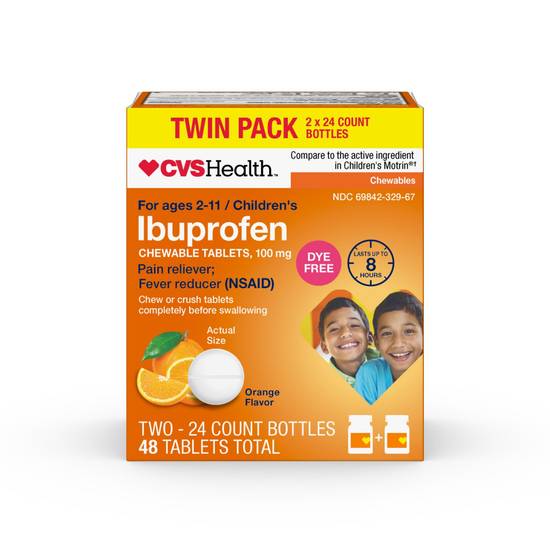 CVS Health Junior Strength Ibuprofen 100 MG Chewable Tablets, Orange, 48 CT