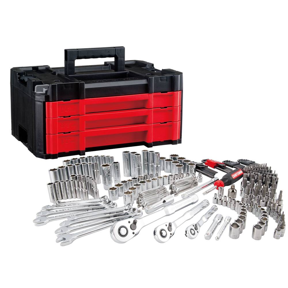 CRAFTSMAN VERSASTACK 262-Piece Standard (SAE) and Metric Polished Chrome Mechanics Tool Set with Hard Case | CMMT45309