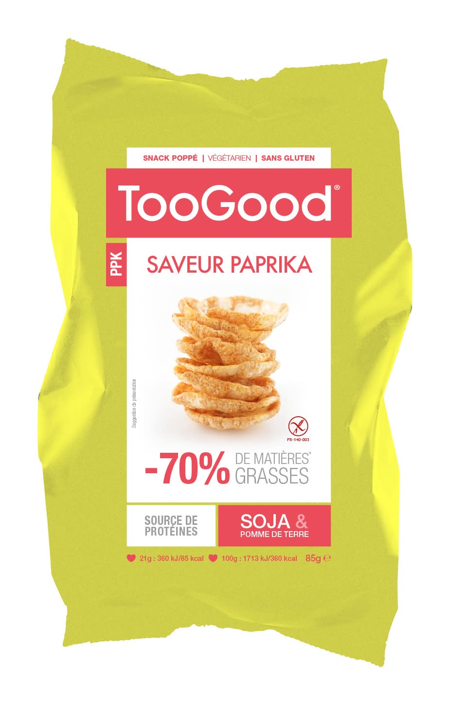 TooGood - Chips de soja & pomme de terre -70% mg, paprika (85g)