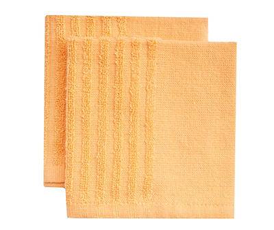 Orange Half-Rib Washcloths, 2-Pack
