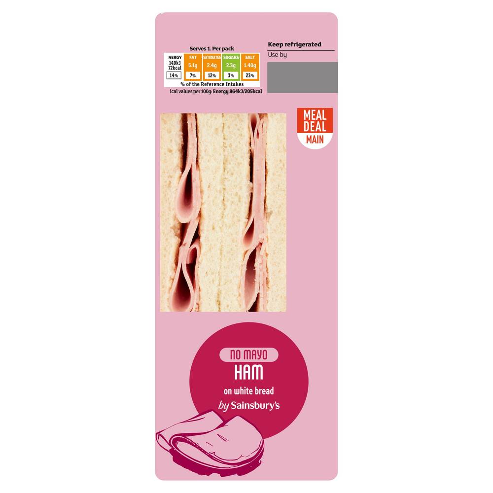 Sainsbury's Ham Sandwich,  No Mayo