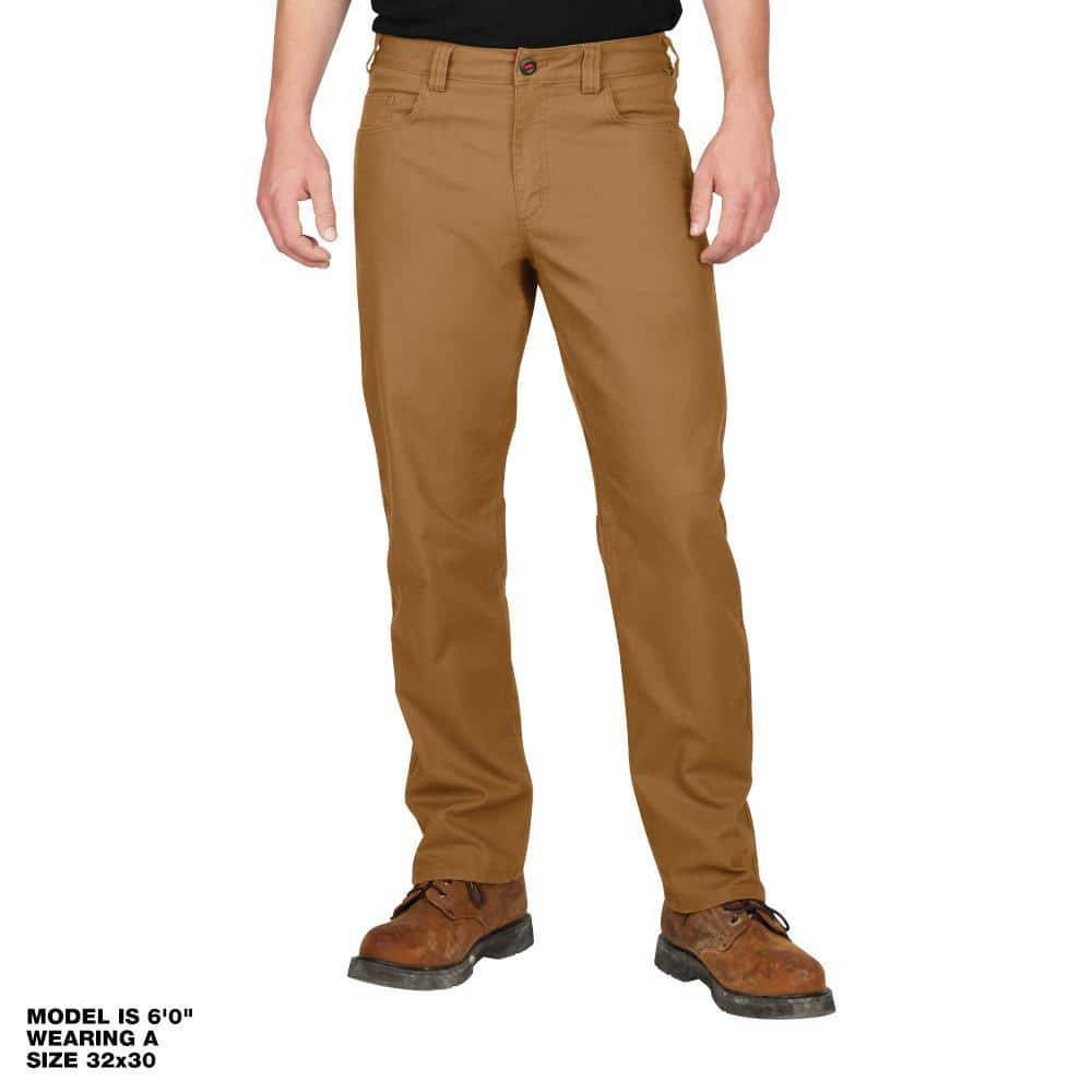 Milwaukee Men'S 32 In. X 30 In. Khaki Cotton/Polyester/Spandex Flex Work Pants With 6-Pockets