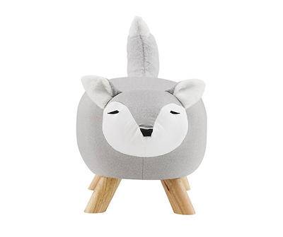 Gray Fox Plush Kids Stool