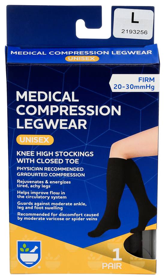 Rite Aid Uni Sex Classic Medical Stocking Closed Toe Knee High