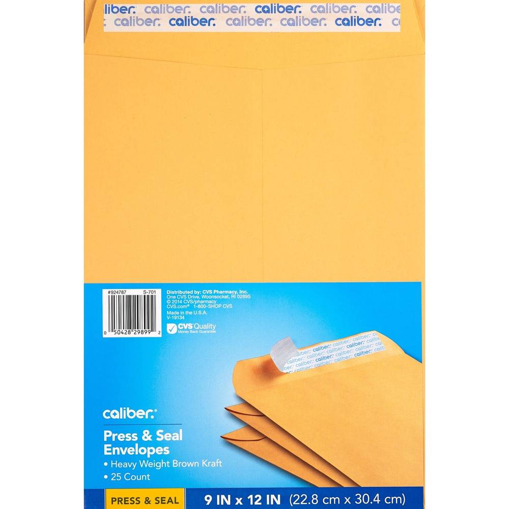 Caliber Press & Seal Envelopes 9 X 12 Inch