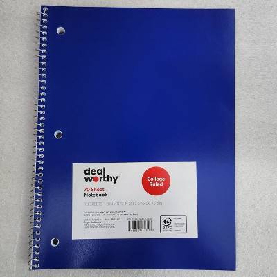 Dealworthy College Ruled Sheet Notebook 70 Sheets, 20.3x26.75 cm, Blue