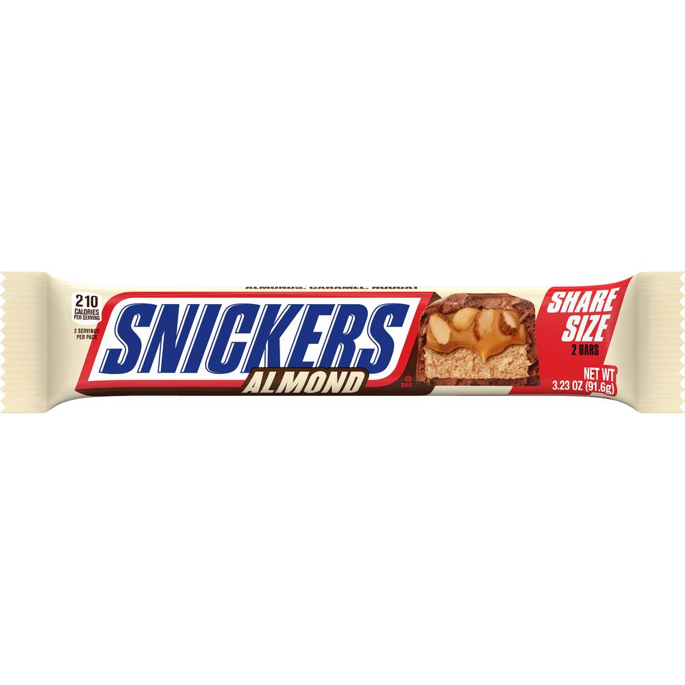 Snickers 2 To Go Candy Bar, Almond (1.61 oz, 2 ct)