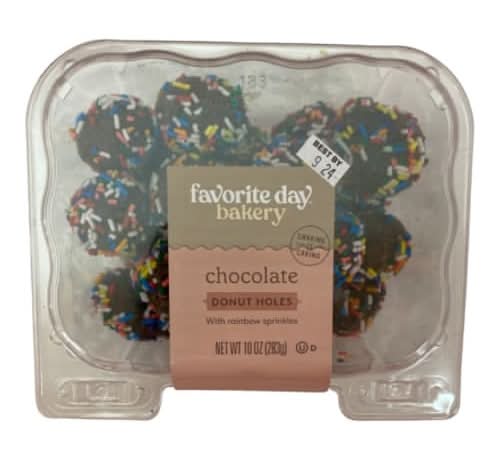 Favorite Day Rainbow Sprinkle Coated Donut Holes, Chocolate (10 oz)